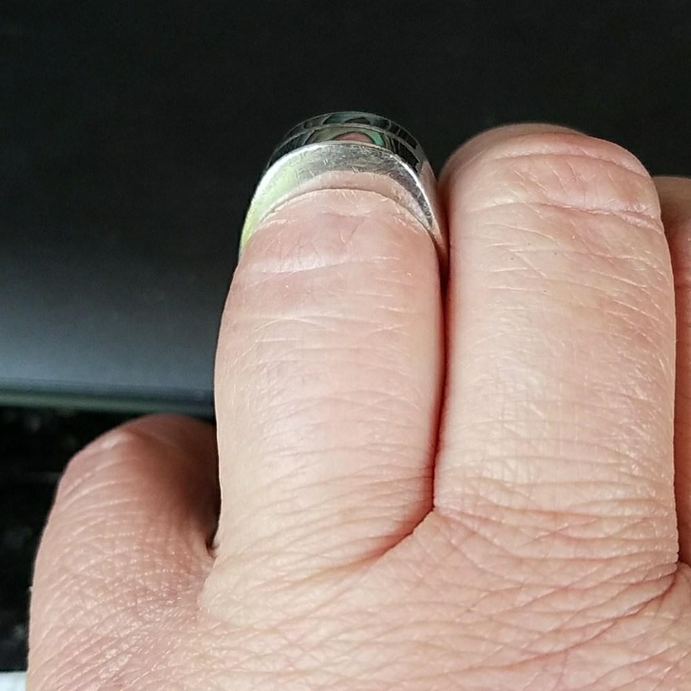 Sterling Silver Abalone Shell Ring - image 2